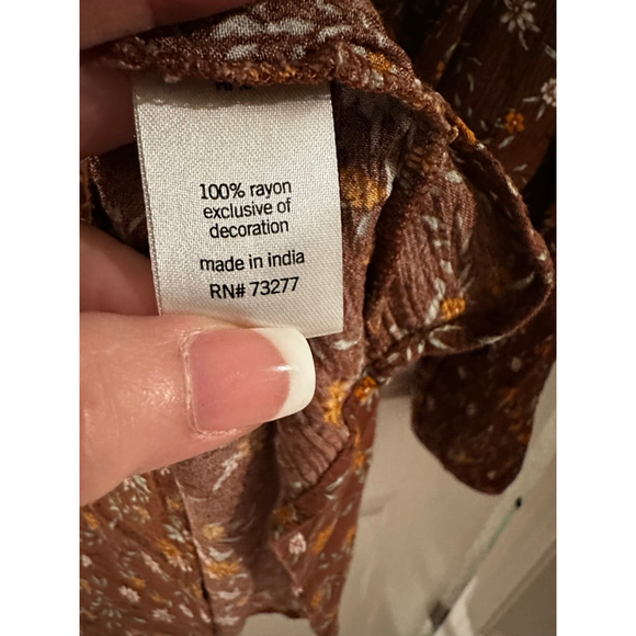 Sonoma XL Brown Orange Floral Long Sleeve Tunic Top - Picture 6 of 8